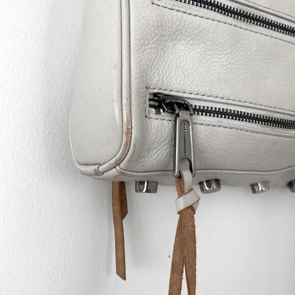 Rebecca Minkoff Tope Leather Shoulder Crossbody Bag Chain Studs Moto Boho Fringe - Picture 9 of 13